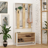 Chester Hall Stand Shoe Rack Multipurpose Hanger - Oak,White